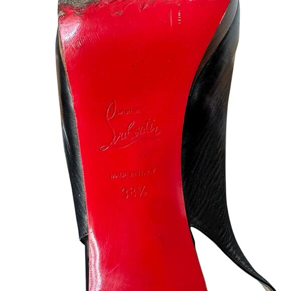 Christian Louboutin Authentic Cathay 100 Blk Platform Slingback Size 38.5/US 8.5 - Picture 4 of 8
